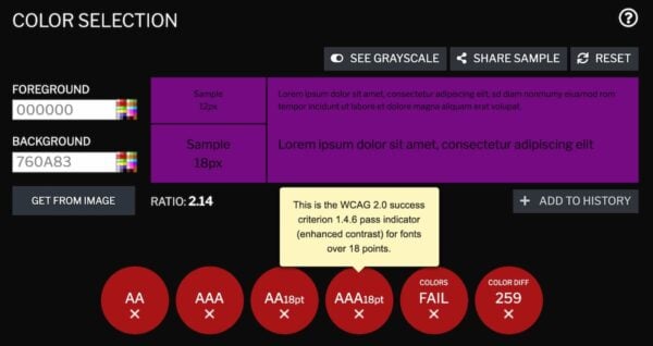 Accessibility tool contrast checker