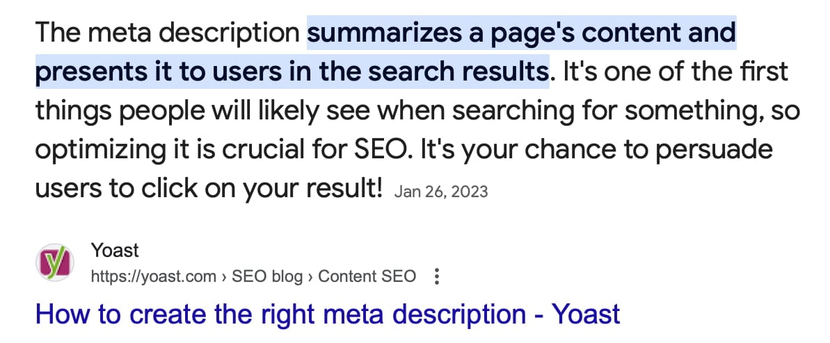 an example of a serp feature known as a featured snippet