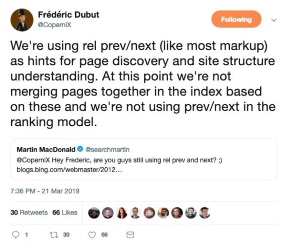 Tweet by Frédéric Dubut on rel prev next