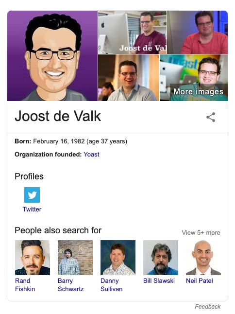 The personal Knowledge panel of Joost de Valk