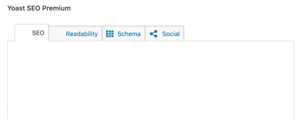 Screenshot showing a blank Yoast SEO meta box