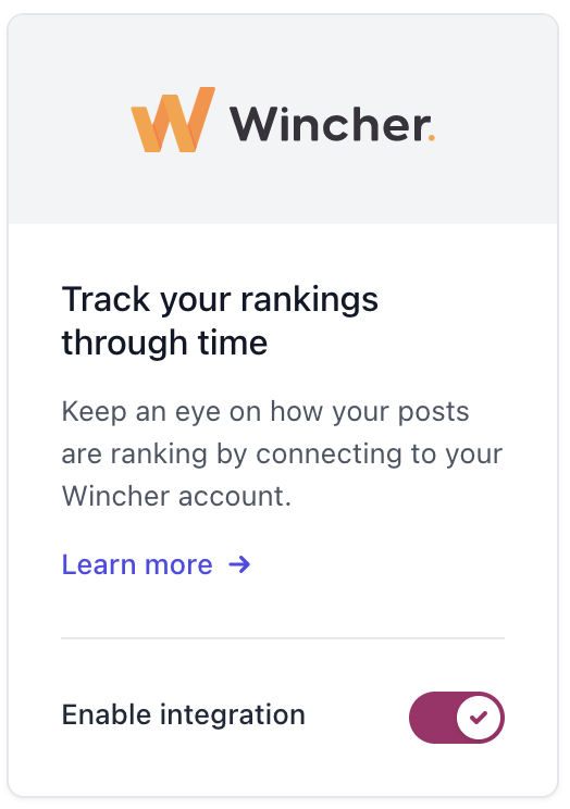 Screenshot of the toggle to enable the Wincher integration in Yoast SEO