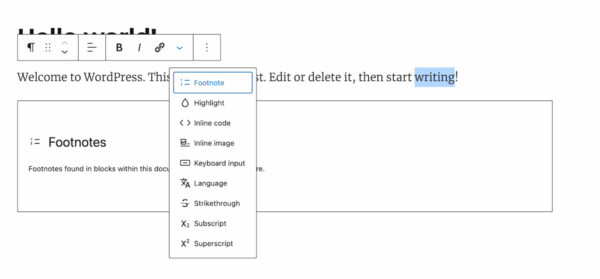 WordPress 6.3: Footnote block