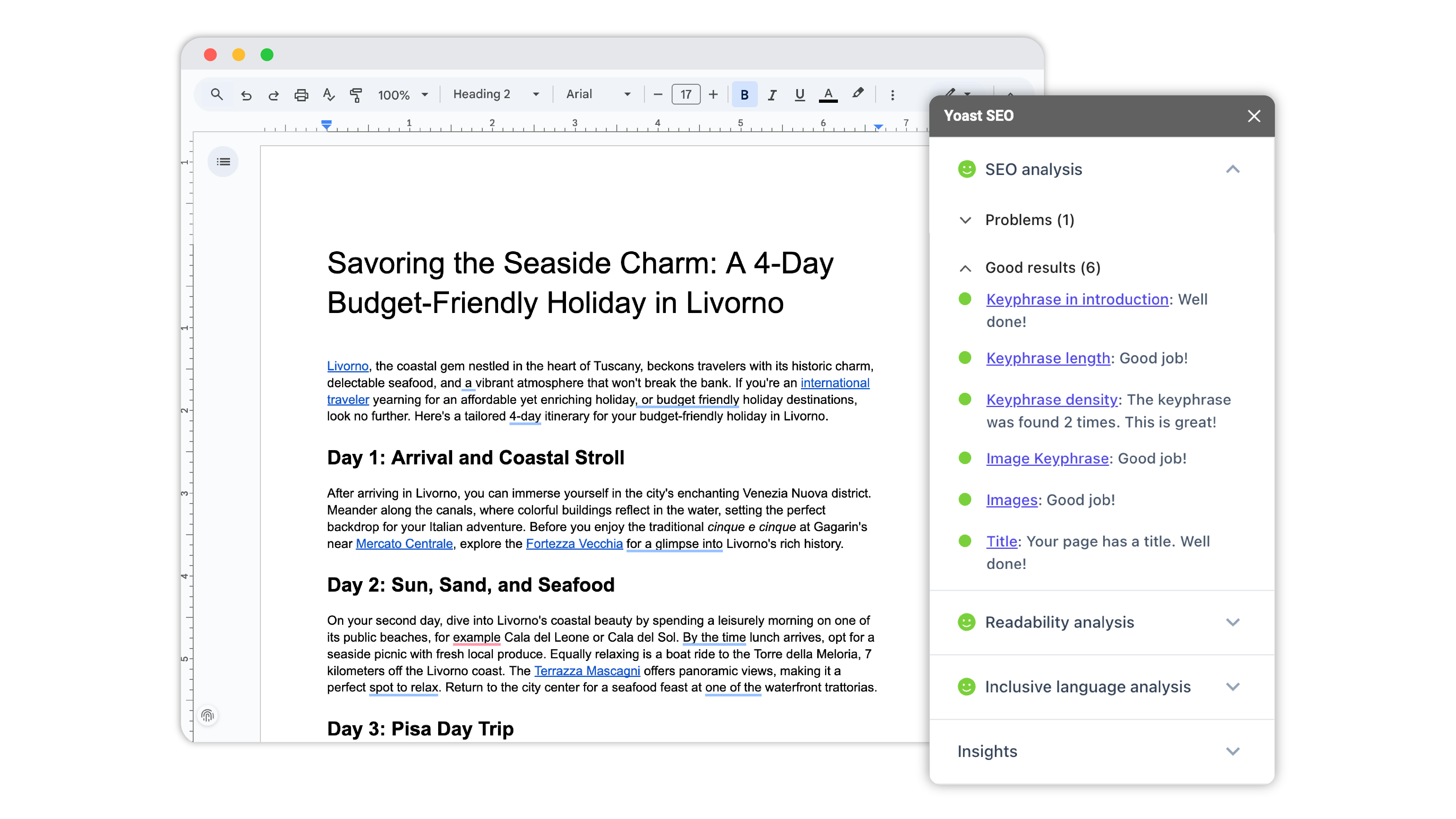 Yoast SEO for Google Docs add-on