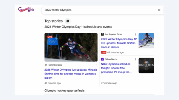 an example of a top stories section in google news