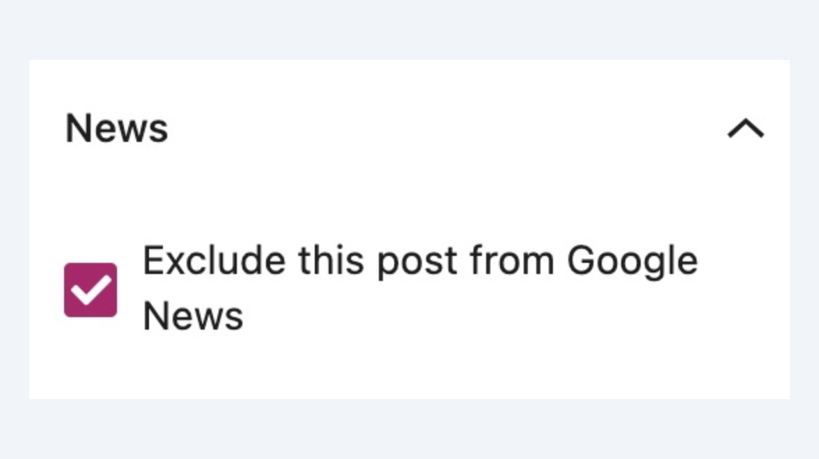 an option to exclude posts from google news in yoast news seo