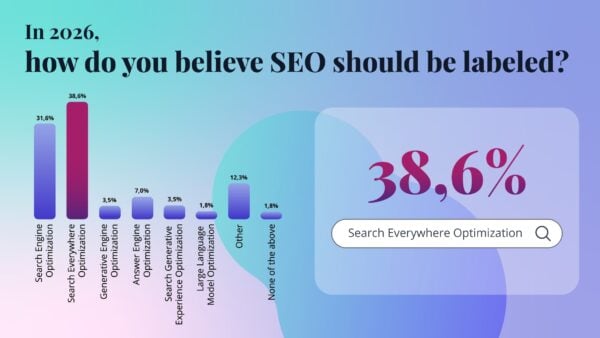 seo label graph showing 28.6% saying search everywhere optimization